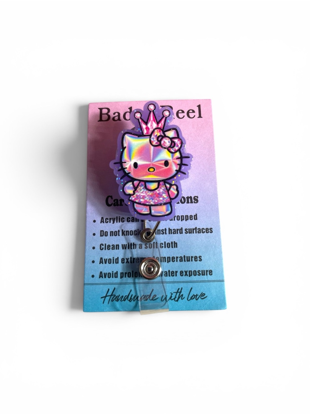 Hello Kitty Iridescent Princess Badge Reel - Pink Purple